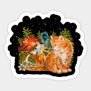 The fairy and the cat Sticker